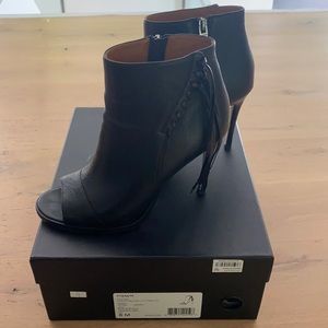 Coach peep toe booties with tassel detail